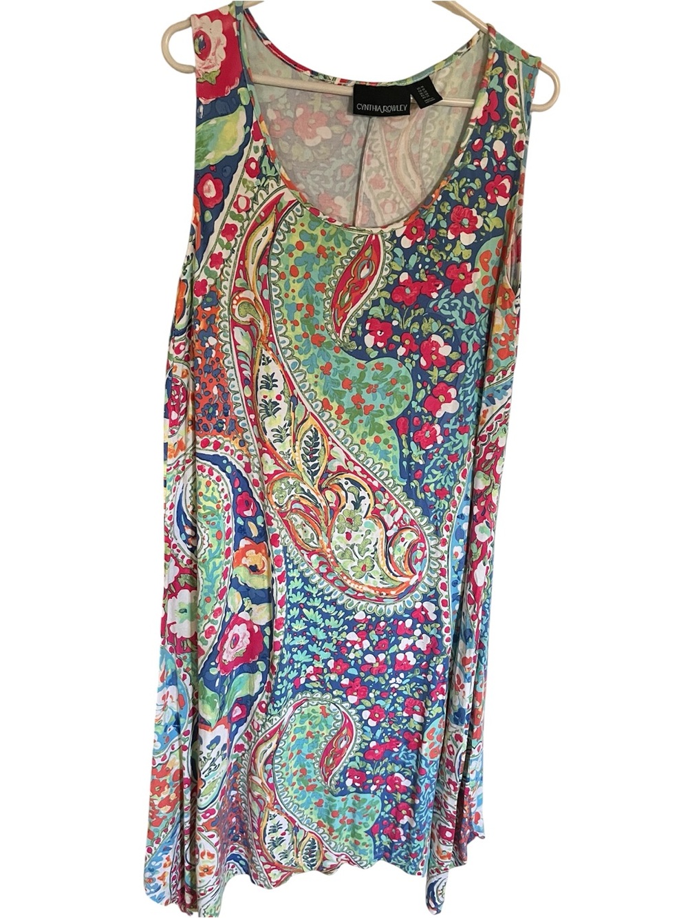 Cynthia Rowley Pastel Paisley Maxi Dress - Teal, Pink & Coral Accents size 1X - Picture 2 of 8